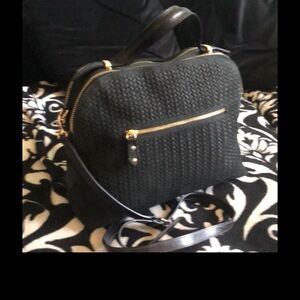 Genuine Italian Leather Suede Weave Bag black